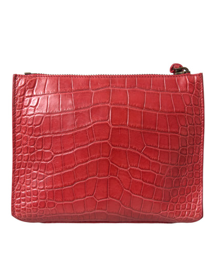 Balenciaga Rote Exotische Haut Leder Klassische Tasche Geldbörse Handgelenk Tasche