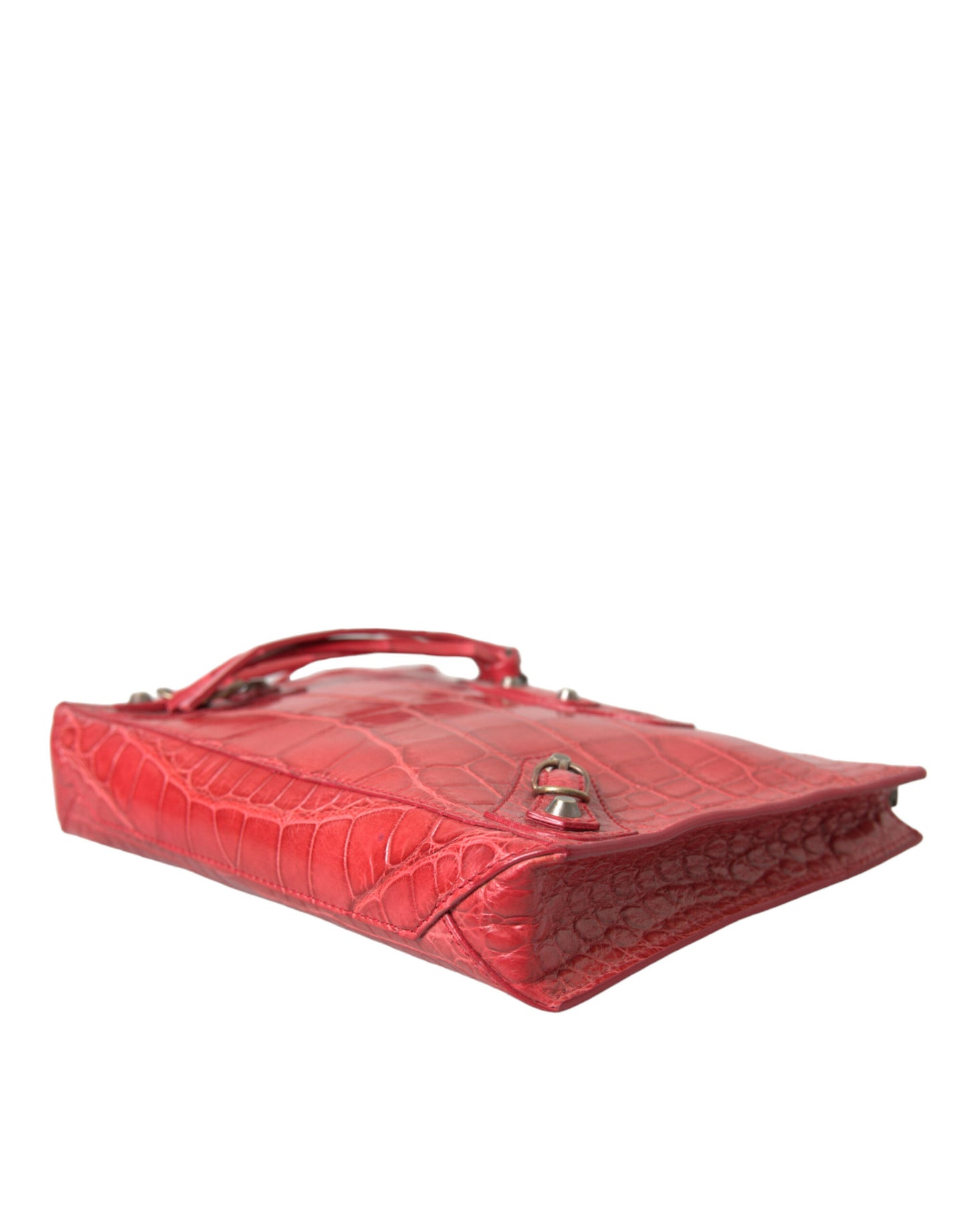 Balenciaga Rote Exotische Haut Leder Klassische Tasche Geldbörse Handgelenk Tasche