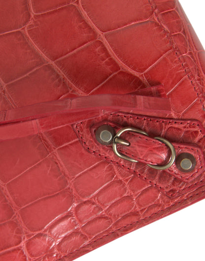 Balenciaga Rote Exotische Haut Leder Klassische Tasche Geldbörse Handgelenk Tasche
