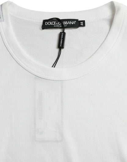 Dolce &amp; Gabbana – Weißes T-Shirt mit Rundhalsausschnitt und kurzen Ärmeln und Logo