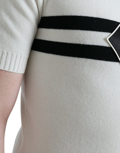 Dolce &amp; Gabbana – Weißes Henley-Shirt mit Kragen und DG-Logo