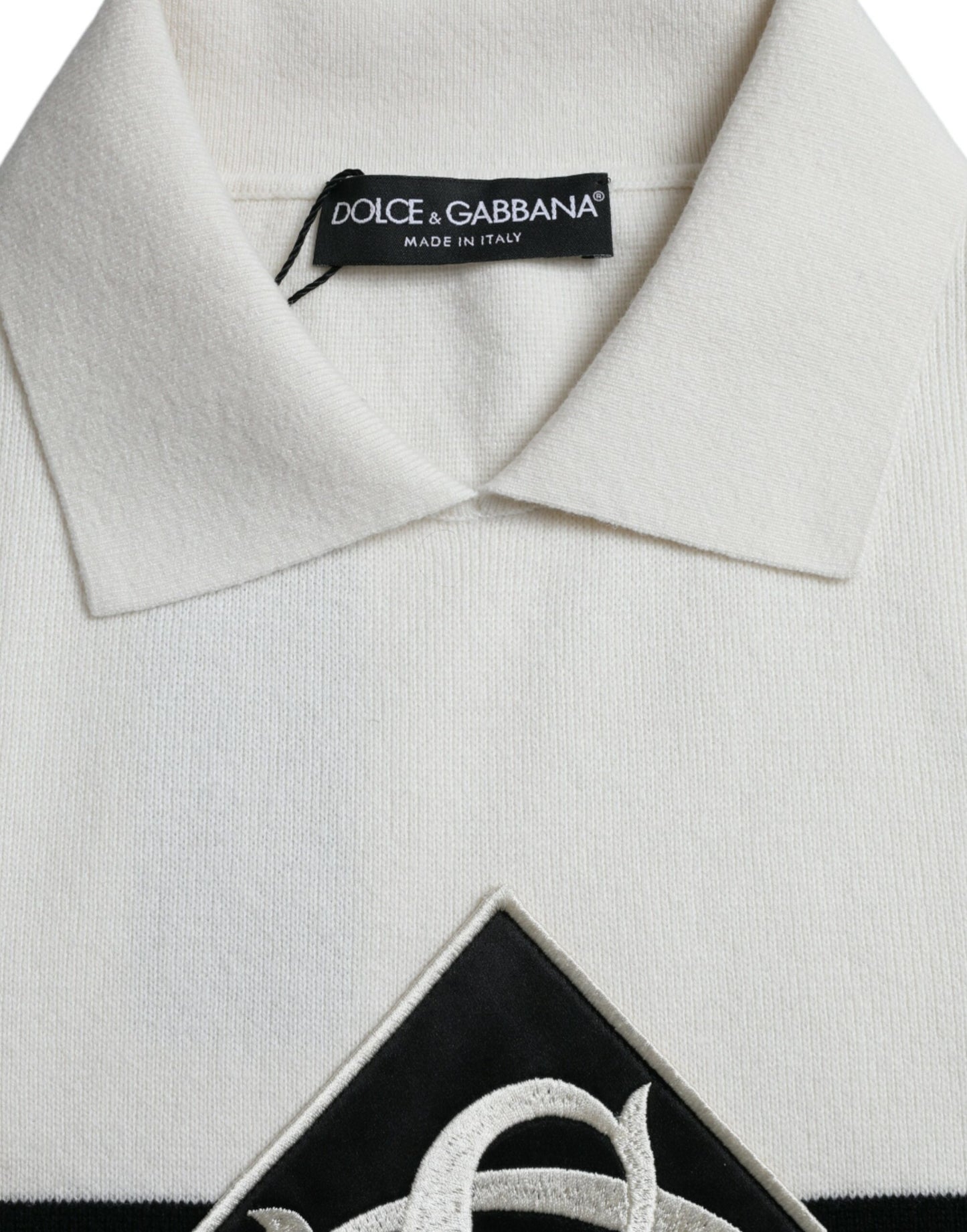 Dolce &amp; Gabbana – Weißes Henley-Shirt mit Kragen und DG-Logo