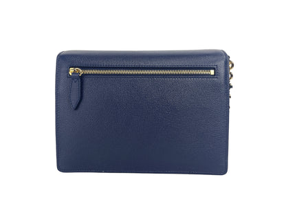 Burberry Macken – Kleine Umhängetasche aus Leder in Regency-Blau mit House Check-Muster