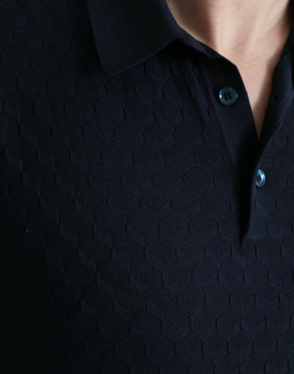 Dolce &amp; Gabbana – Dunkelblaues Poloshirt mit Kragen und kurzen Ärmeln