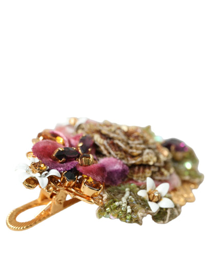 Dolce &amp; Gabbana – Haarspange aus goldfarbenem Messing mit floralen Kristall-Pailletten