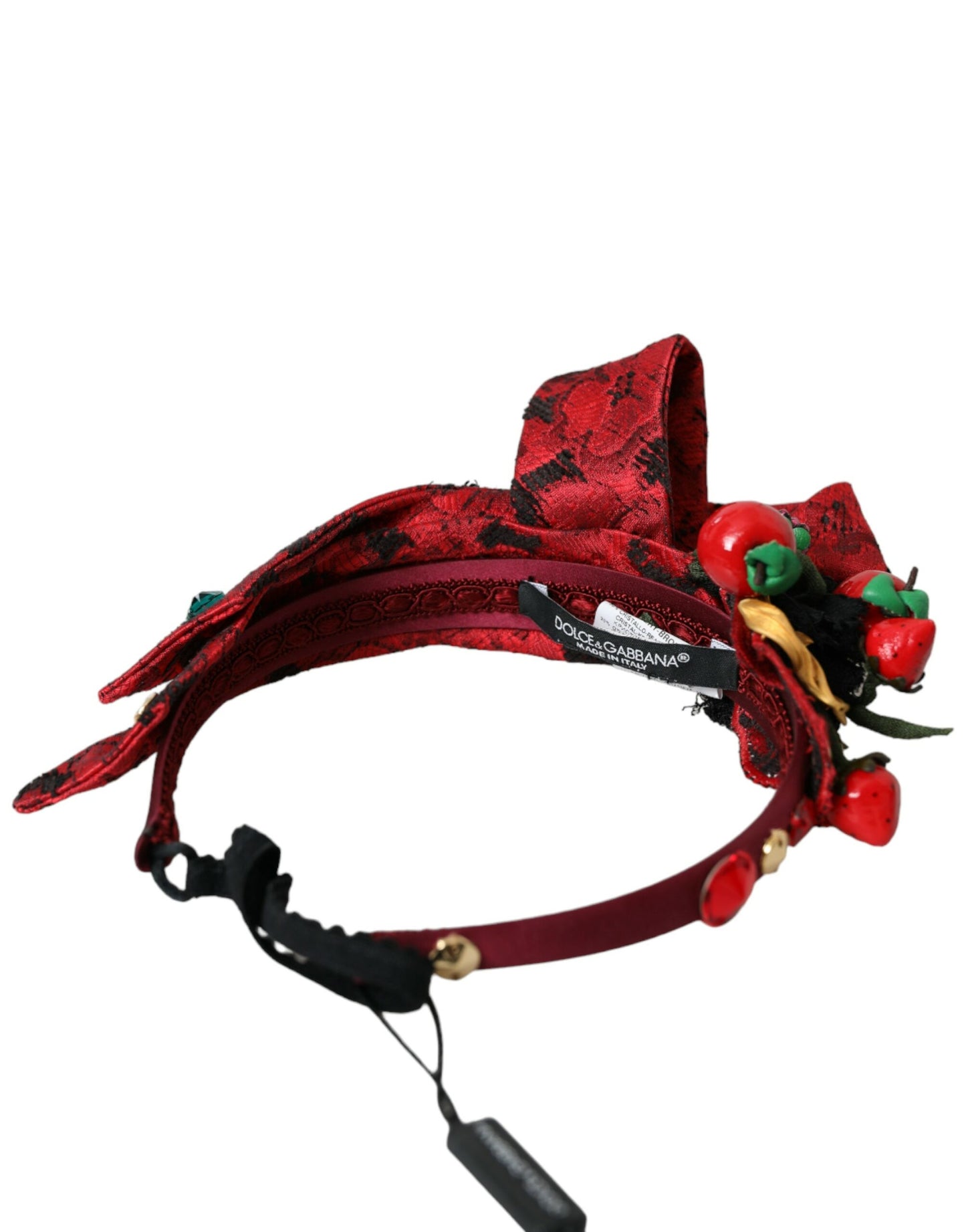 Dolce &amp; Gabbana Red Cherry Sicily Verziertes Damen Haarband Diadem
