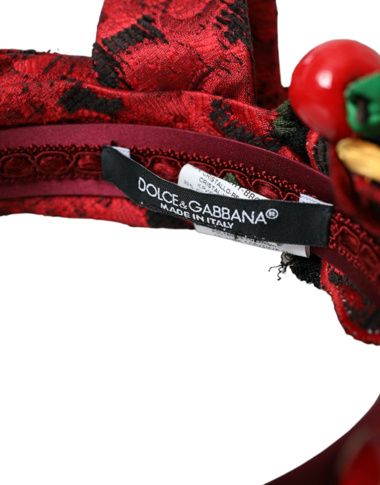 Dolce &amp; Gabbana Red Cherry Sicily Verziertes Damen Haarband Diadem