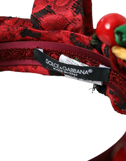 Dolce &amp; Gabbana Red Cherry Sicily Verziertes Damen Haarband Diadem