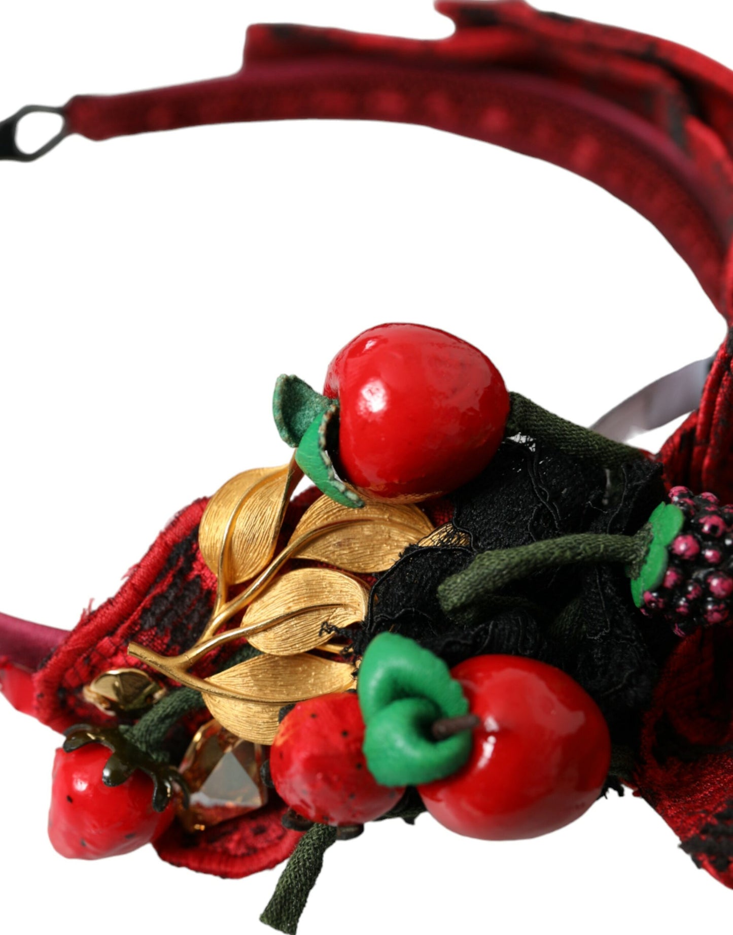 Dolce &amp; Gabbana Red Cherry Sicily Verziertes Damen Haarband Diadem
