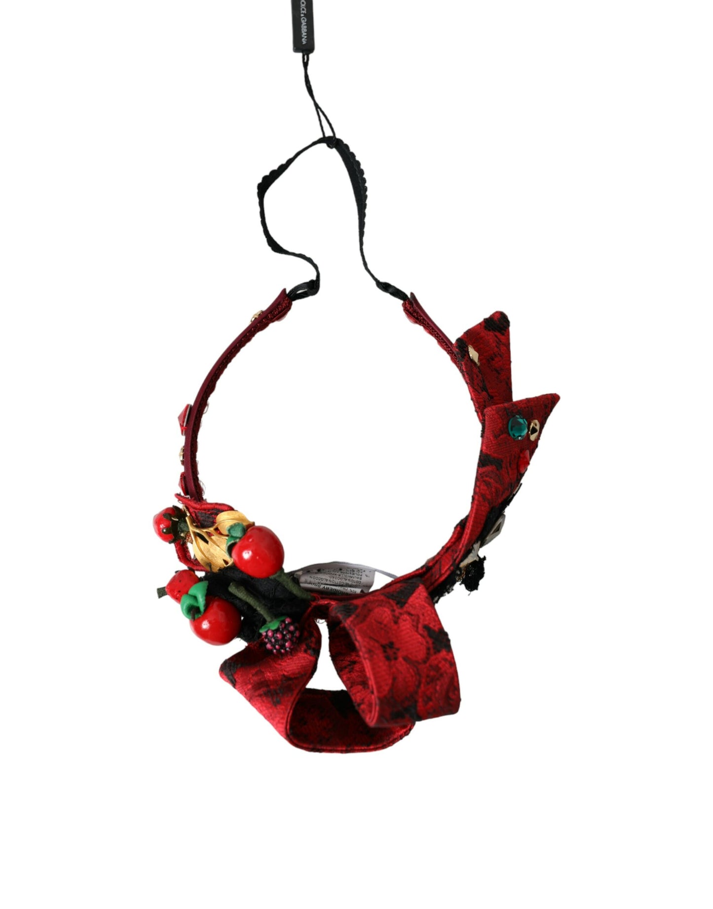 Dolce &amp; Gabbana Red Cherry Sicily Verziertes Damen Haarband Diadem