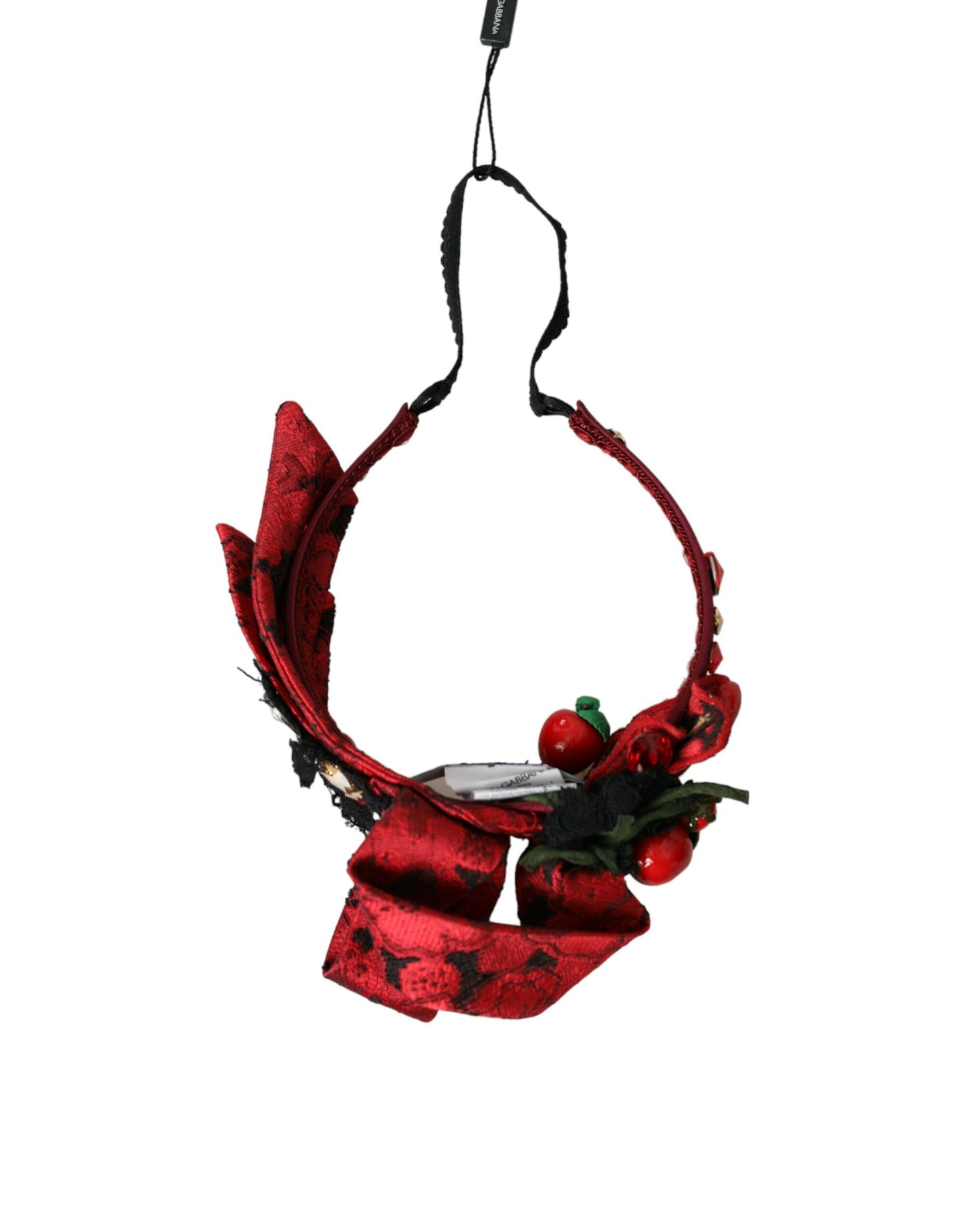 Dolce &amp; Gabbana Red Cherry Sicily Verziertes Damen Haarband Diadem