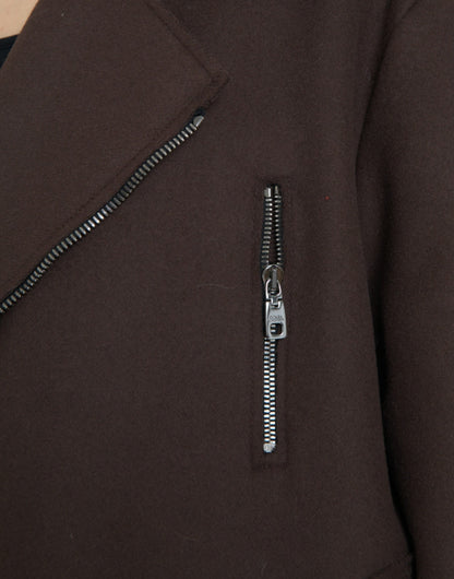 Dolce &amp; Gabbana Brauner Mantel Kurze Biker-Wolljacke