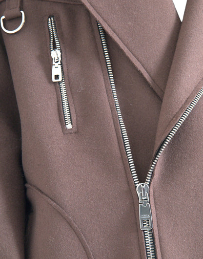 Dolce &amp; Gabbana Brauner Mantel Kurze Biker-Wolljacke