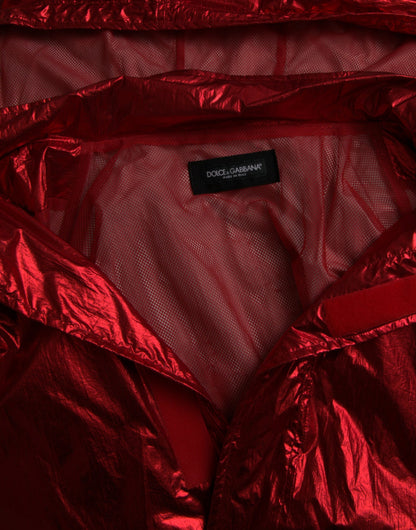 Dolce &amp; Gabbana – Rote Nylon-Sweatshirtjacke mit Kapuze