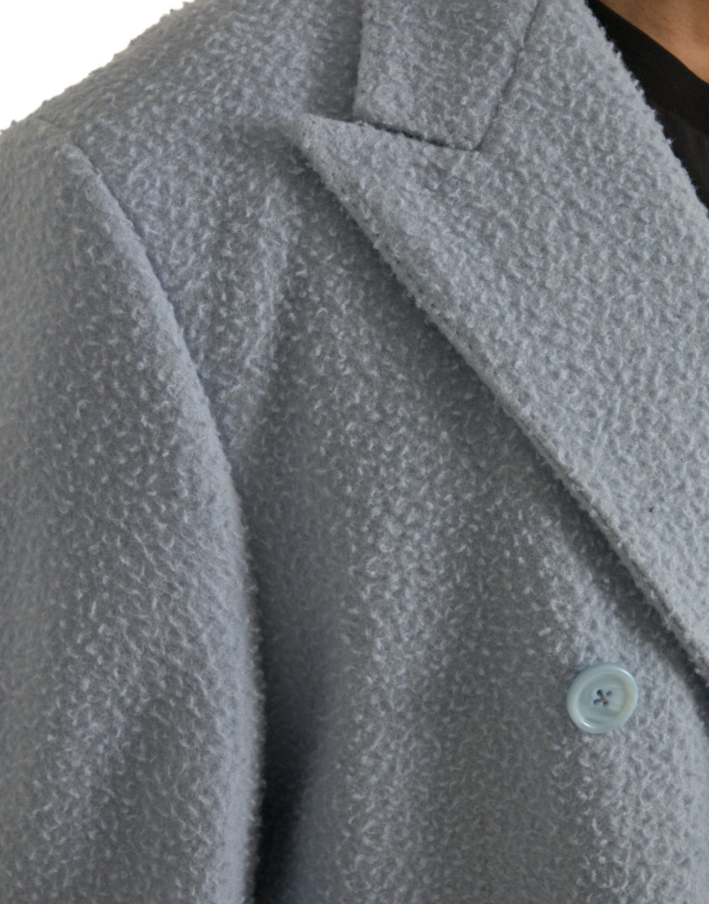 Dolce &amp; Gabbana – Blaue, zweireihige, lange Trenchcoat-Jacke