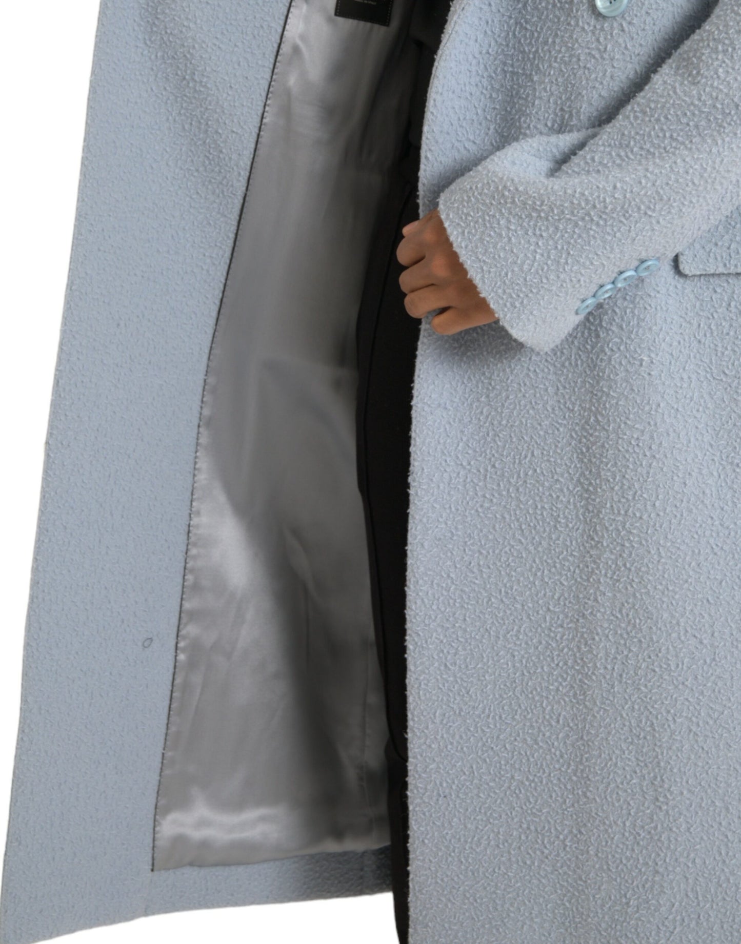 Dolce &amp; Gabbana – Blaue, zweireihige, lange Trenchcoat-Jacke