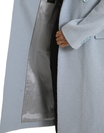 Dolce &amp; Gabbana – Blaue, zweireihige, lange Trenchcoat-Jacke