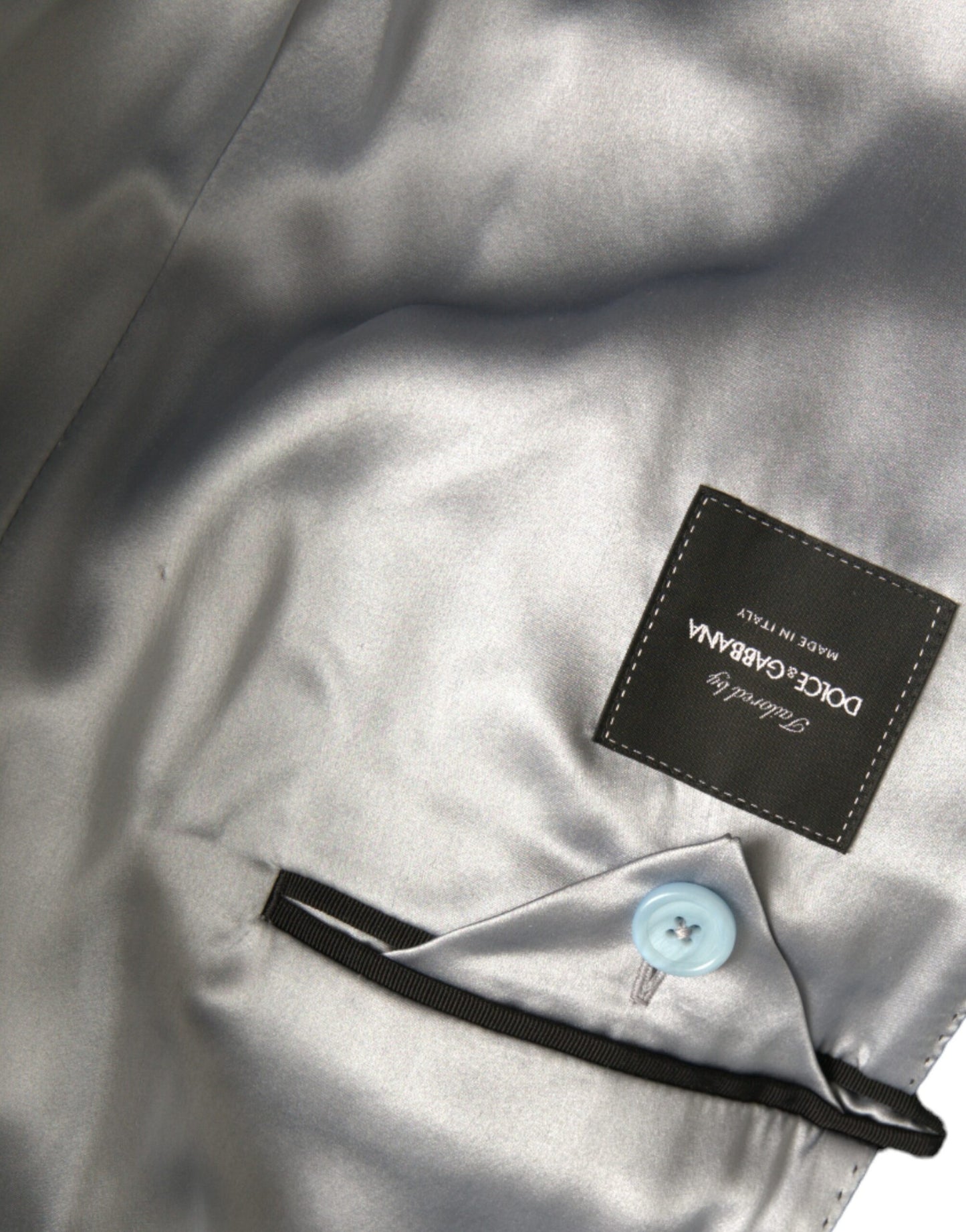 Dolce &amp; Gabbana – Blaue, zweireihige, lange Trenchcoat-Jacke