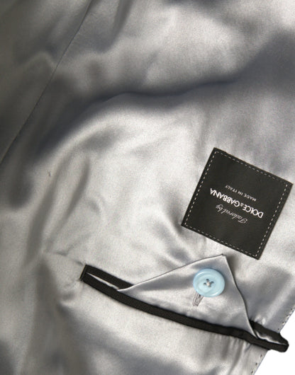 Dolce &amp; Gabbana – Blaue, zweireihige, lange Trenchcoat-Jacke