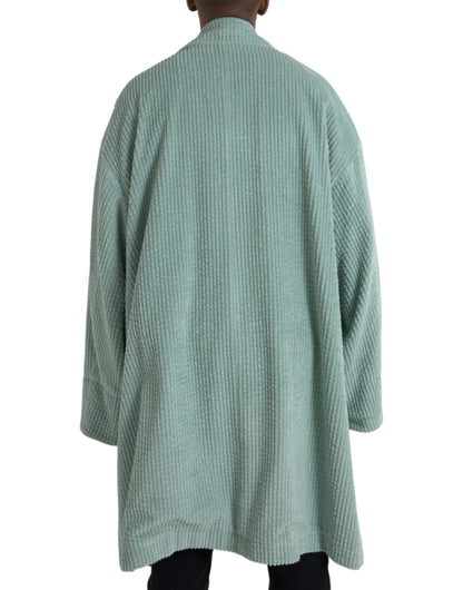 Dolce &amp; Gabbana – Blaue, zweireihige Cord-Baumwolljacke