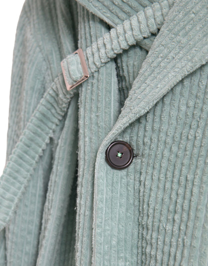 Dolce &amp; Gabbana – Blaue, zweireihige Cord-Baumwolljacke