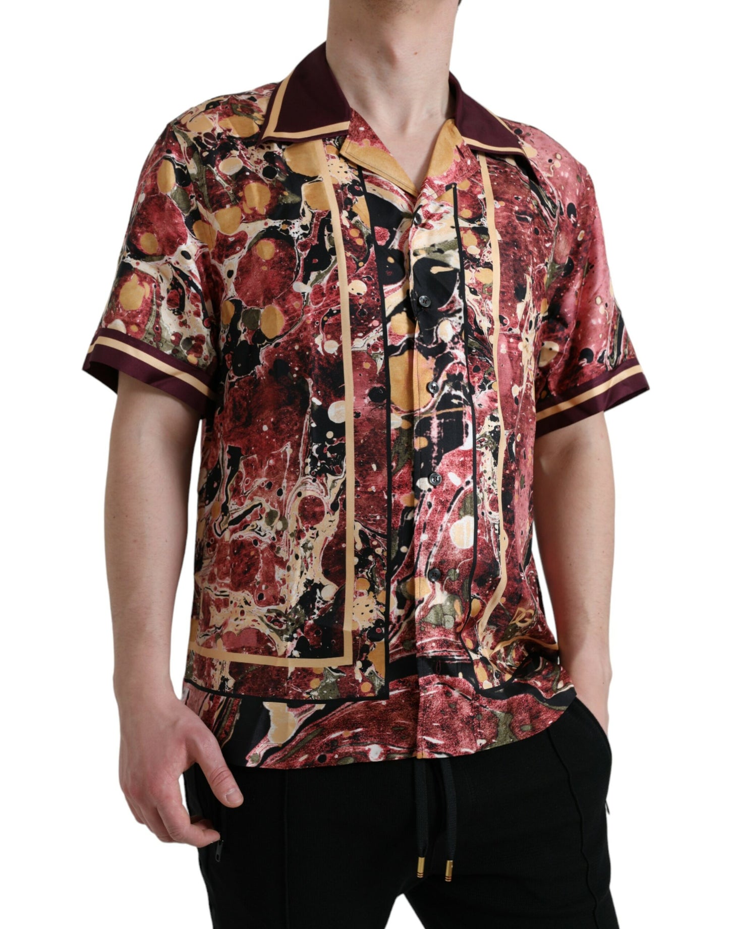 Dolce &amp; Gabbana Mehrfarbiges Button-Down-Seidenhemd