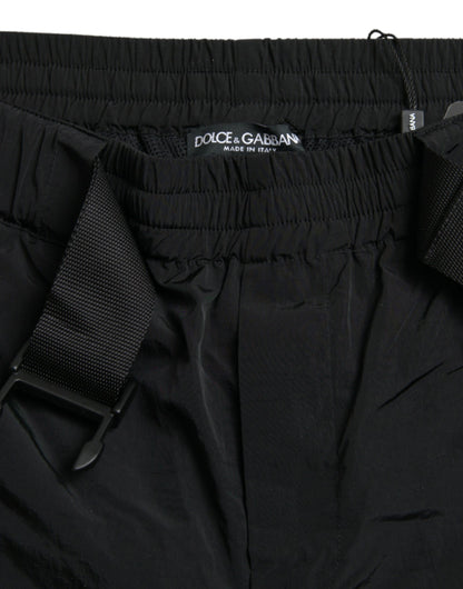 Dolce &amp; Gabbana – Jogginghose aus Nylon mit Leopardenmuster in Schwarz und Rot