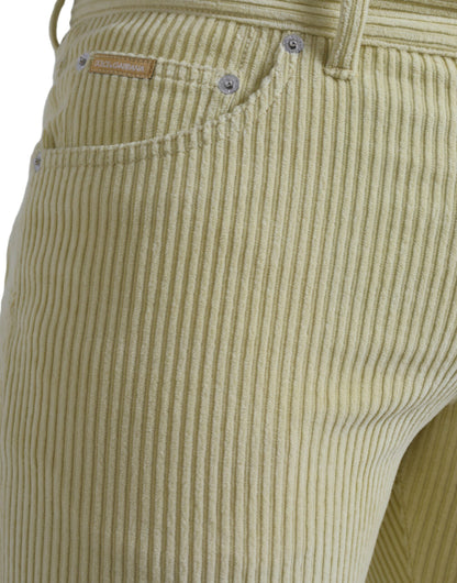 Dolce &amp; Gabbana – Gelbe Skinny-Jeans aus Cord mit Logo-Plakette