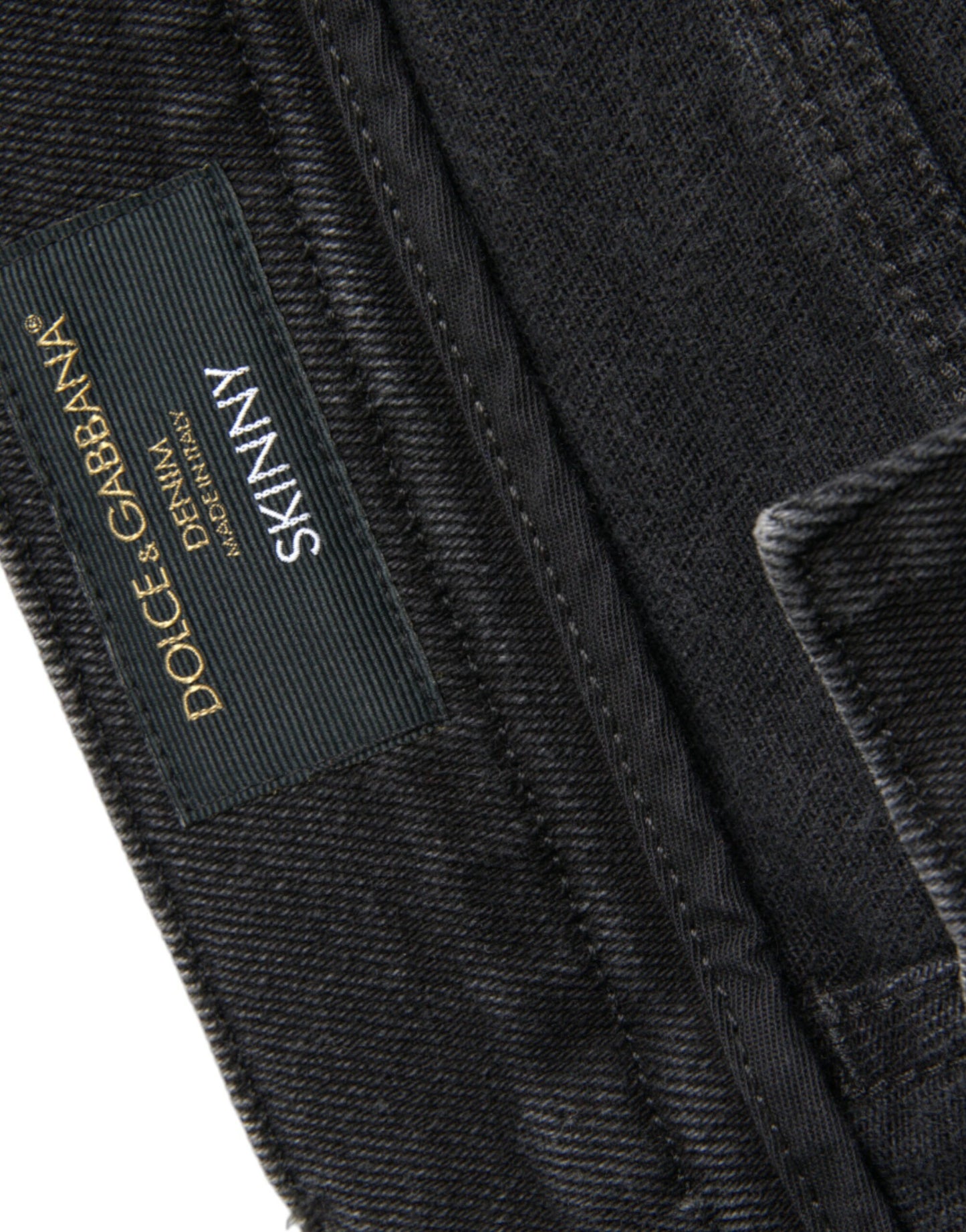 Dolce &amp; Gabbana – Graue Skinny-Jeans aus Baumwollstretch mit Logo