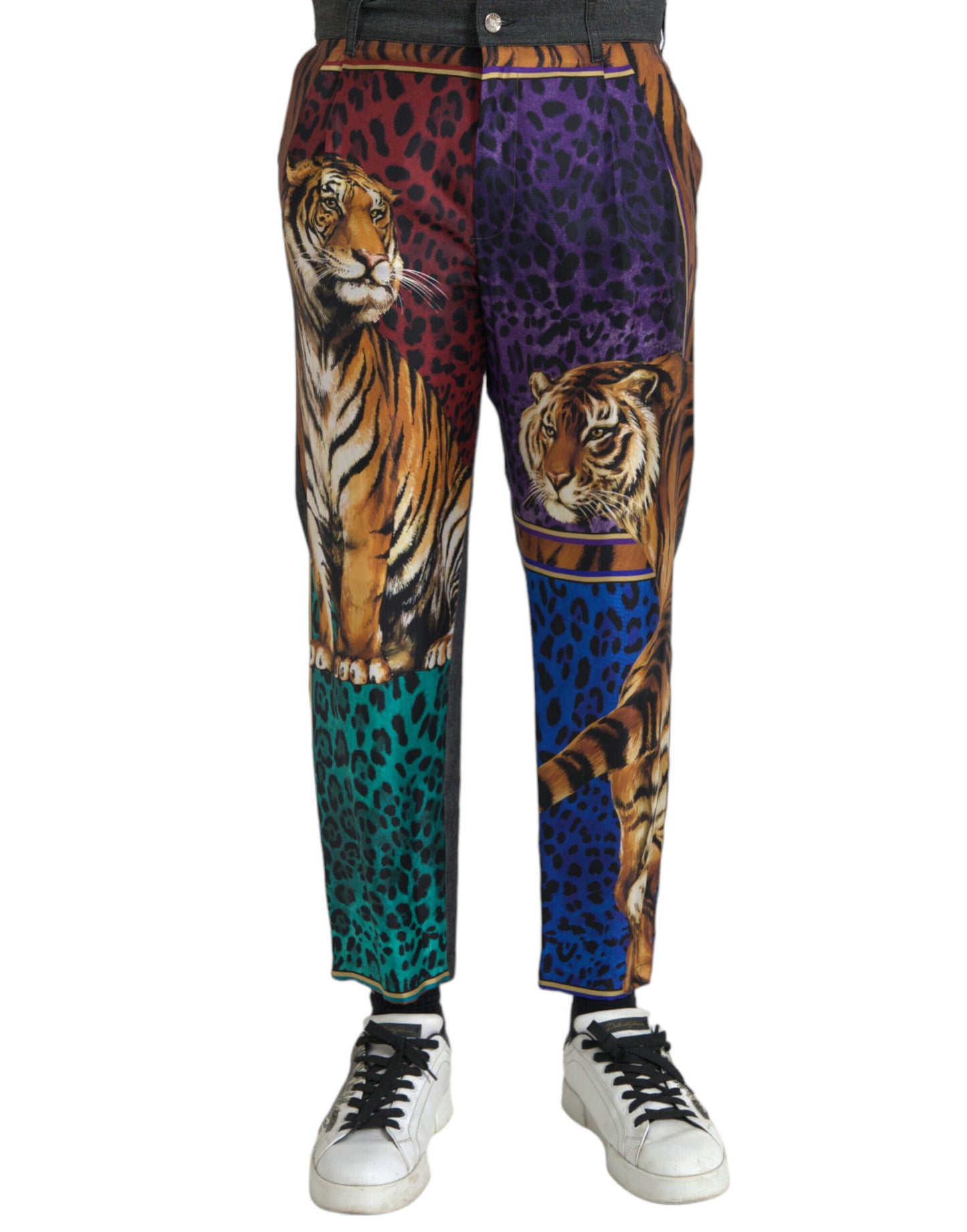 Dolce &amp; Gabbana – Lockere, schmal zulaufende Baumwollhose mit Tiger- und Leopardenmuster in mehreren Farben