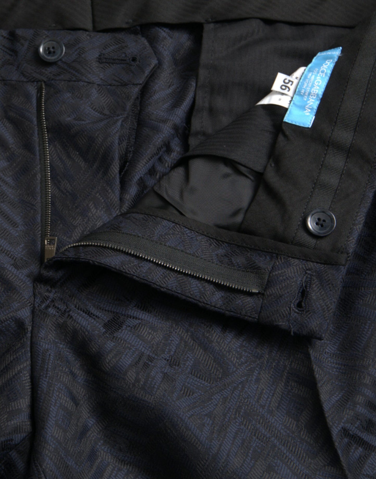 Dolce &amp; Gabbana Blaue, schmale Anzughose aus Brokatwolle für Herren