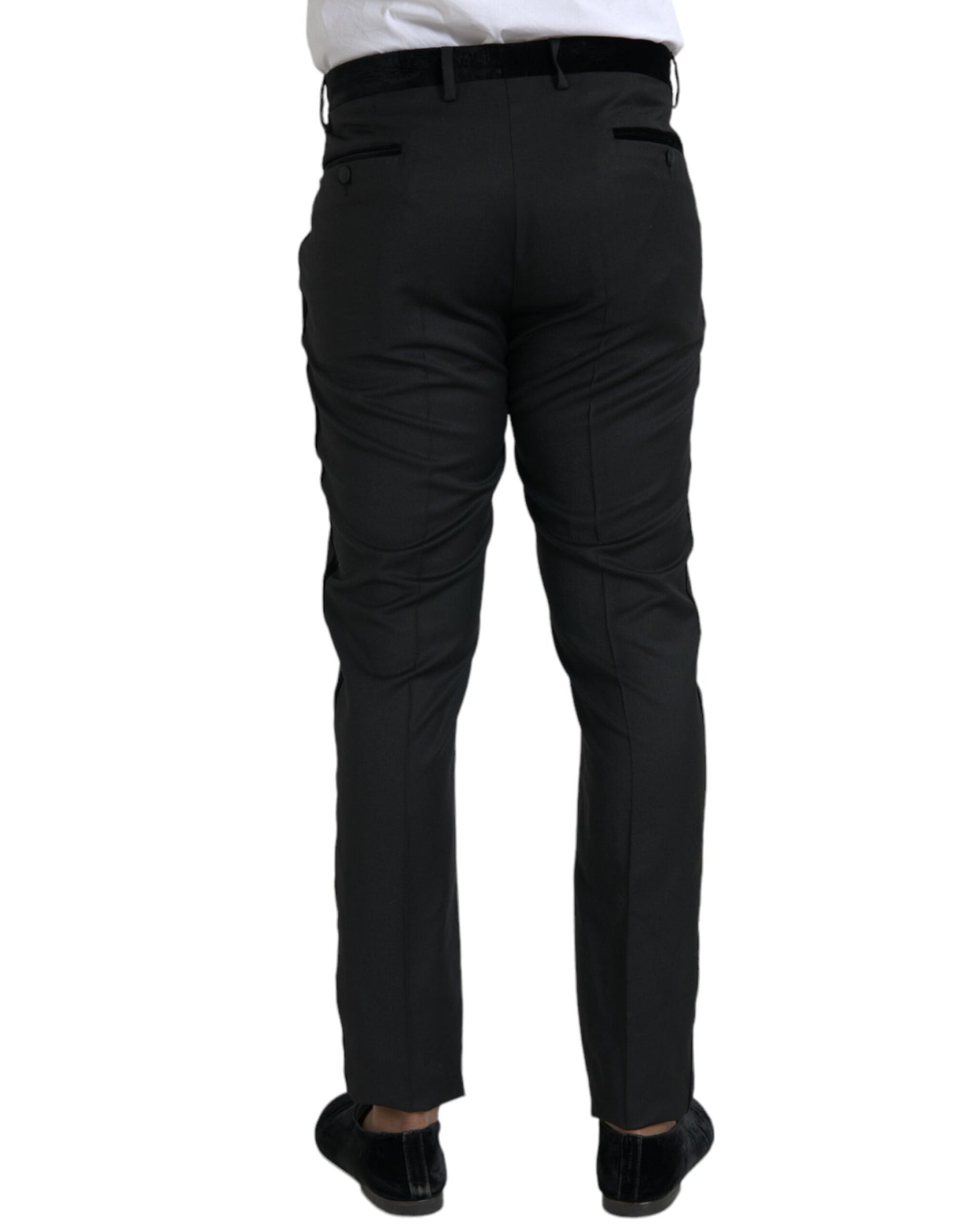 Dolce &amp; Gabbana Schwarze Herren-Skinny-Anzughose aus Seide