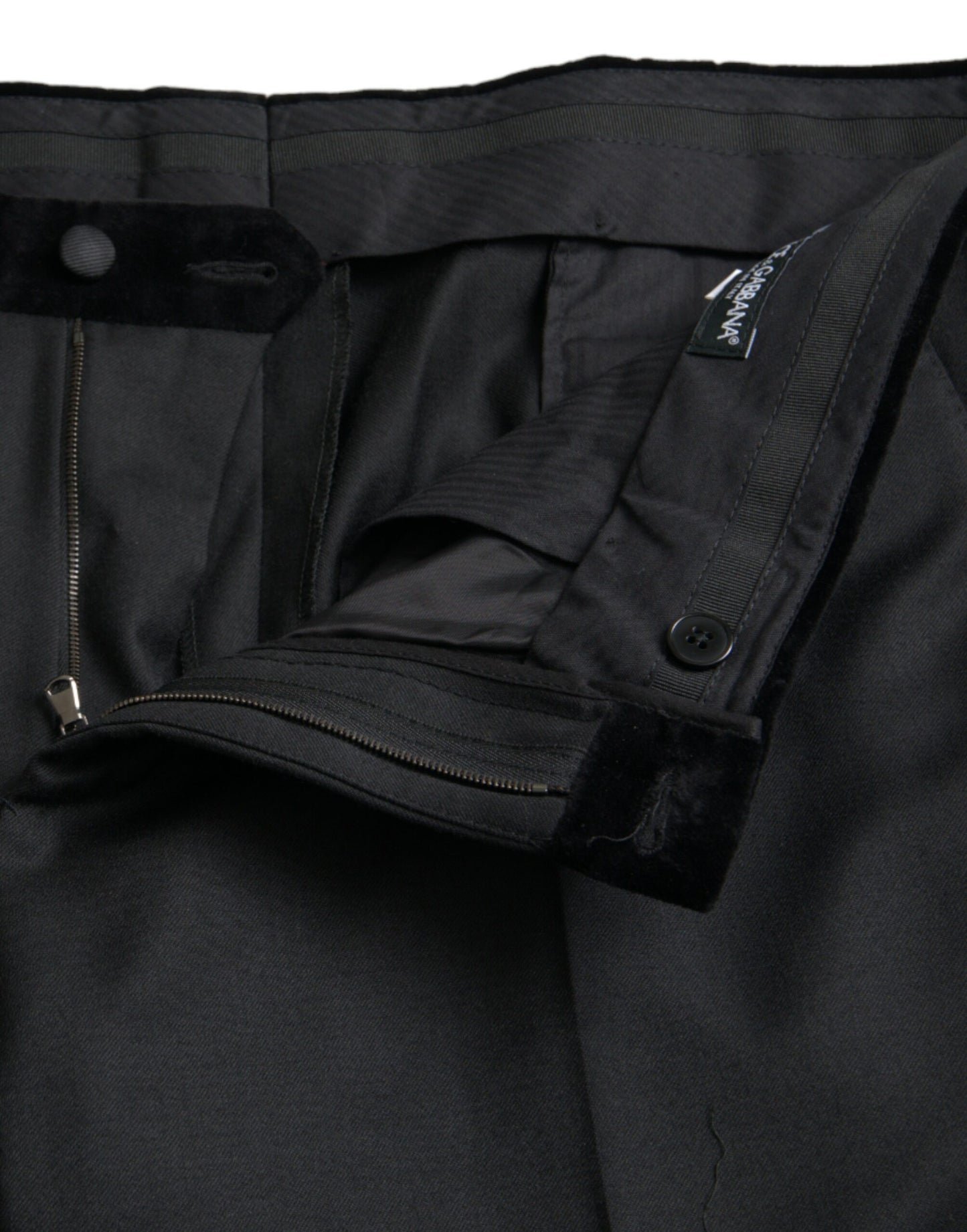 Dolce &amp; Gabbana Schwarze Herren-Skinny-Anzughose aus Seide