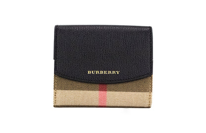 Burberry Luna Geldbörse aus genarbtem Leder mit House Check-Muster in Schwarz