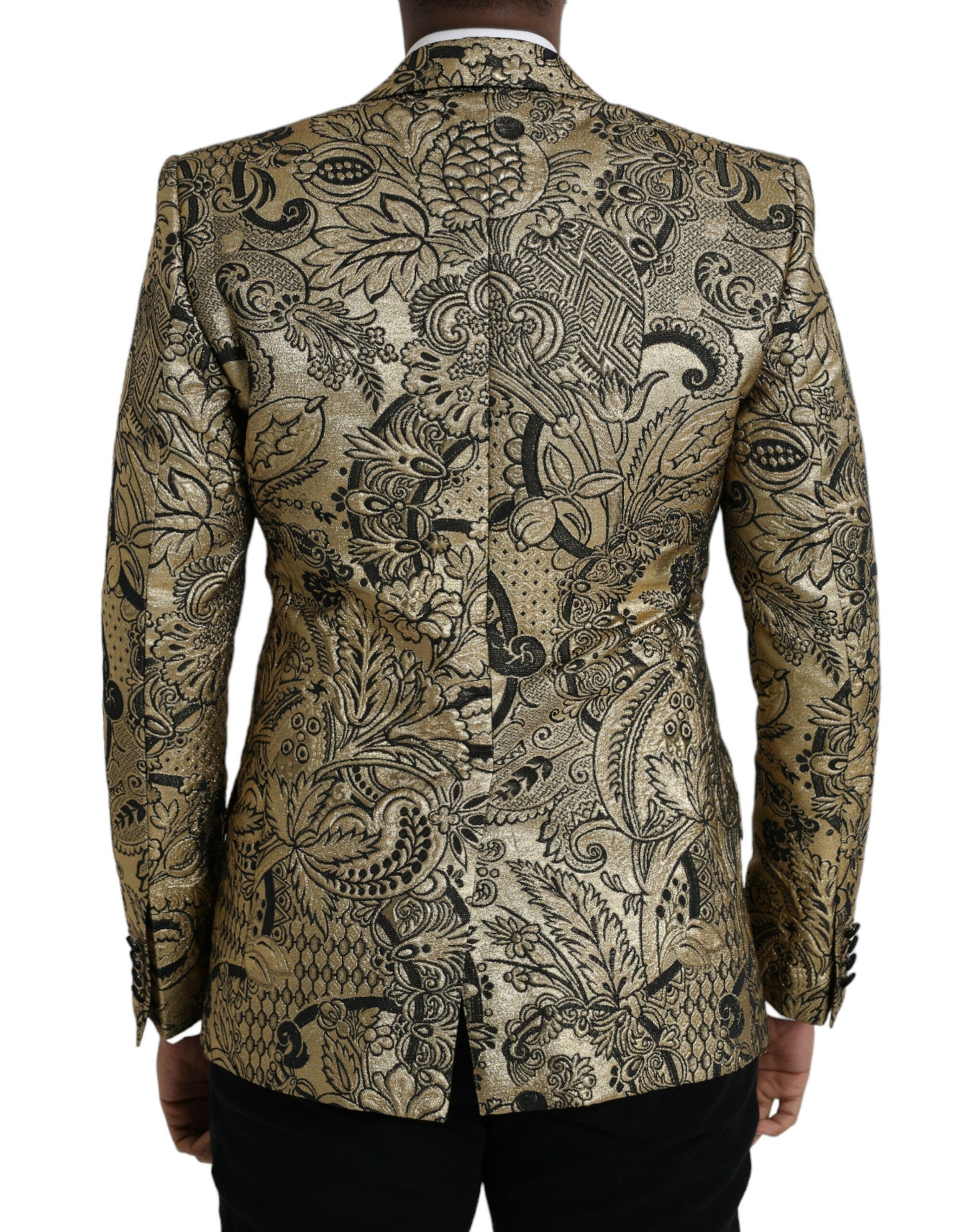 Dolce &amp; Gabbana Gold SICILIA Jacquard Einreihiger Mantelblazer