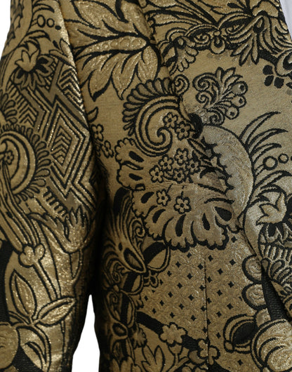 Dolce &amp; Gabbana Gold SICILIA Jacquard Einreihiger Mantelblazer
