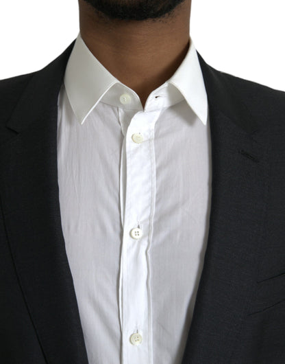 Dolce &amp; Gabbana – Einreihiger Blazer aus schwarzer Wolle mit Kerbe