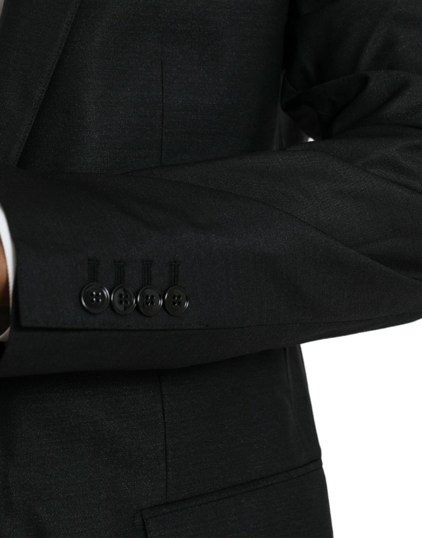 Dolce &amp; Gabbana – Einreihiger Blazer aus schwarzer Wolle mit Kerbe