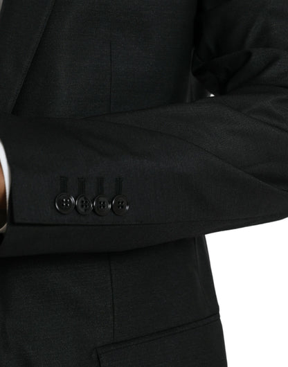 Dolce &amp; Gabbana – Einreihiger Blazer aus schwarzer Wolle mit Kerbe