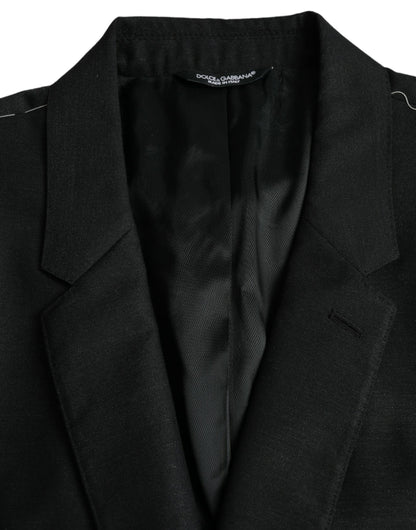 Dolce &amp; Gabbana – Einreihiger Blazer aus schwarzer Wolle mit Kerbe