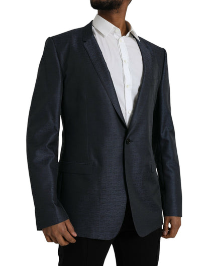 Dolce &amp; Gabbana Blauer Woll-Blazer in GOLD mit einreihigem Mantel