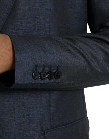 Dolce &amp; Gabbana Blauer Woll-Blazer in GOLD mit einreihigem Mantel