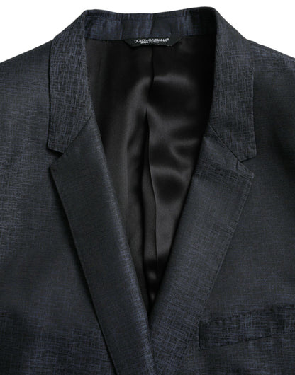 Dolce &amp; Gabbana Blauer Woll-Blazer in GOLD mit einreihigem Mantel