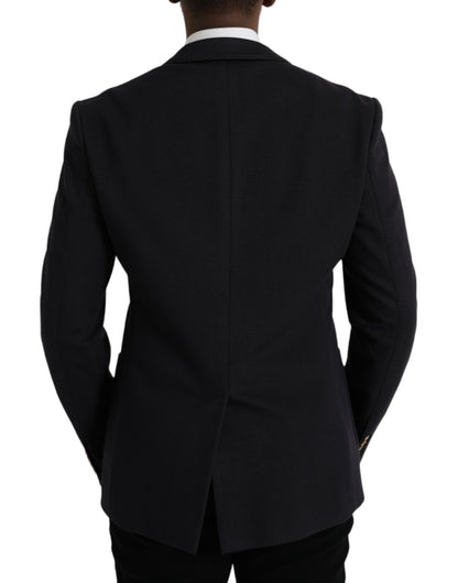Dolce &amp; Gabbana – Dunkelblauer, zweireihiger Blazer mit Kronenbiene