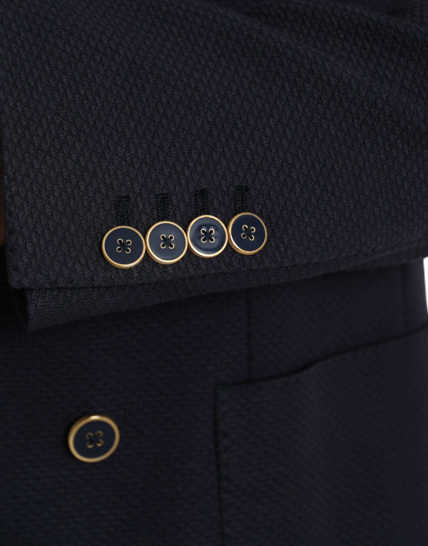 Dolce &amp; Gabbana – Dunkelblauer, zweireihiger Blazer mit Kronenbiene