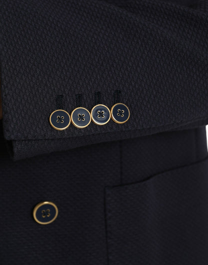 Dolce &amp; Gabbana – Dunkelblauer, zweireihiger Blazer mit Kronenbiene