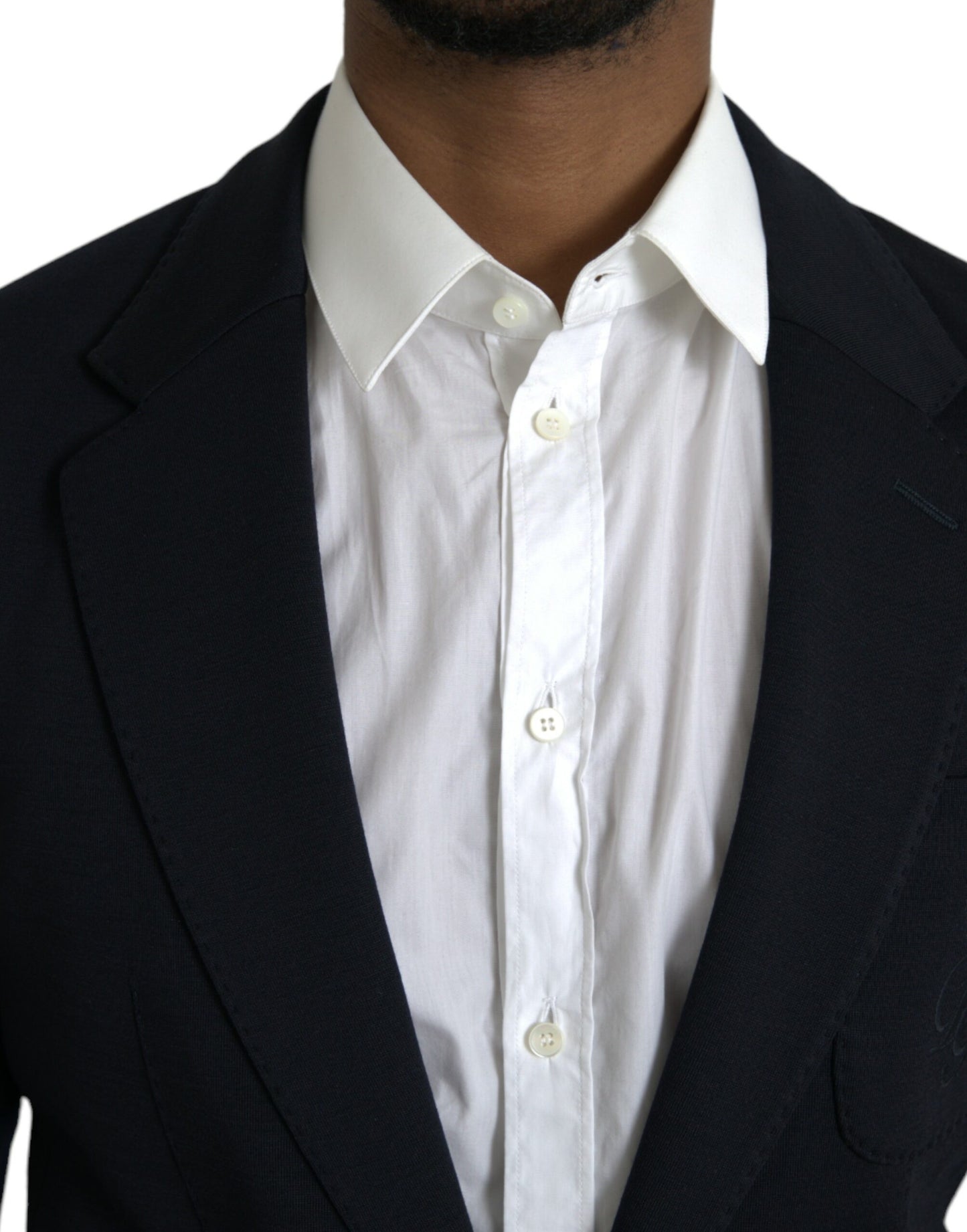 Dolce &amp; Gabbana – Einreihiger Blazer aus schwarzer Wolle mit Kerbe