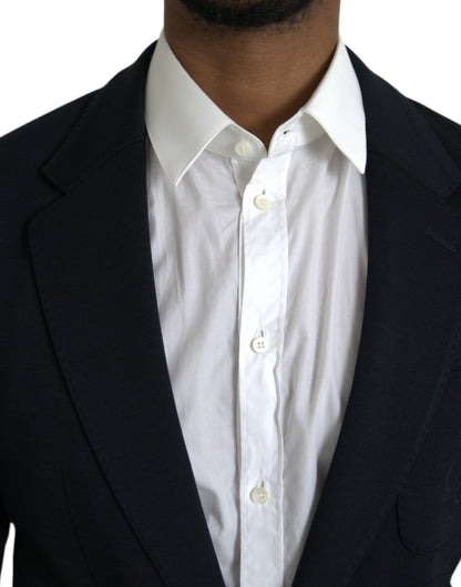 Dolce &amp; Gabbana – Einreihiger Blazer aus schwarzer Wolle mit Kerbe