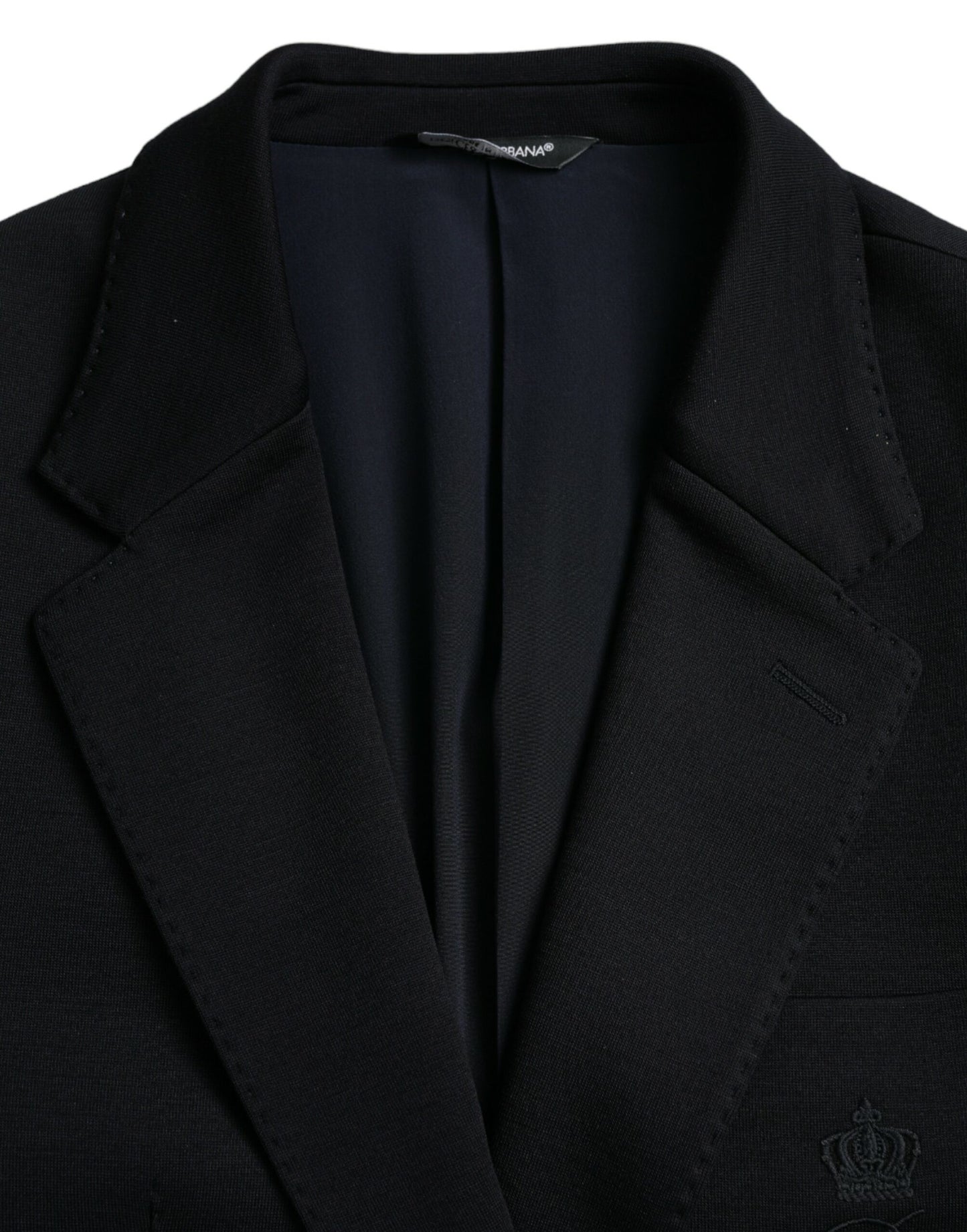 Dolce &amp; Gabbana – Einreihiger Blazer aus schwarzer Wolle mit Kerbe