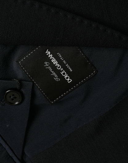 Dolce &amp; Gabbana – Einreihiger Blazer aus schwarzer Wolle mit Kerbe